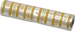 Thomas & Betts - 250mm Wire Size Compatible, Noninsulated, Crimp-On Butt Splice Terminal - 2 Wire Entries, Copper Contacts, Tin Contact Plating, 3.38" OAL, Yellow - Exact Tool & Supply
