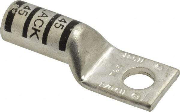 Thomas & Betts - 2/0 AWG Noninsulated Compression Connection Square Ring Terminal - 3/8" Stud, 2.28" OAL x 0.83" Wide, Tin Plated Copper Contact - Exact Tool & Supply