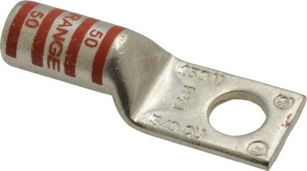 Thomas & Betts - 3/0 AWG Noninsulated Compression Connection Square Ring Terminal - 1/2" Stud, 2.7" OAL x 0.92" Wide, Tin Plated Copper Contact - Exact Tool & Supply