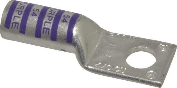 Thomas & Betts - 4/0 AWG Noninsulated Compression Connection Rectangle Ring Terminal - 1/2" Stud, 2.95" OAL x 1.03" Wide, Tin Plated Copper Contact - Exact Tool & Supply