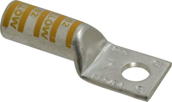 Thomas & Betts - 250 kcmil Wire Noninsulated Compression Connection Square Ring Terminal - 1/2" Stud, 3.15" OAL x 1.13" Wide, Tin Plated Copper Contact - Exact Tool & Supply