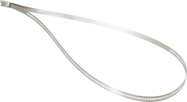 Thomas & Betts - 24" Long Black Stainless Steel Standard Cable Tie - 250 Lb Tensile Strength, 0.25mm Thick, 3" Max Bundle Diam - Exact Tool & Supply