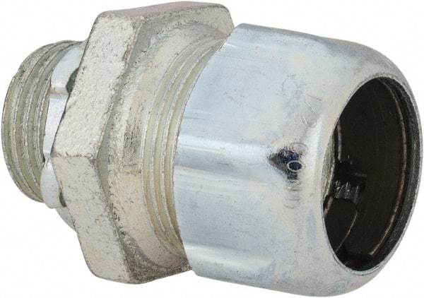 Thomas & Betts - 1/2" Trade, Malleable Iron Compression Straight Rigid/Intermediate (IMC) Conduit Connector - Noninsulated - Exact Tool & Supply
