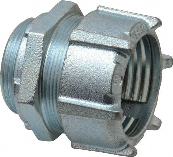 Thomas & Betts - 1-1/2" Trade, Malleable Iron Compression Straight Rigid/Intermediate (IMC) Conduit Connector - Noninsulated - Exact Tool & Supply