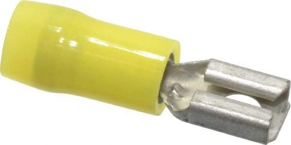 Thomas & Betts - 12 to 10 AWG, Nylon, Fully Insulated, Female Wire Disconnect - 1/4 Inch Wide Tab, Yellow, CSA Certified, RoHS Compliant, UL 94 V-2, UL File E66716, UL Listed - Exact Tool & Supply