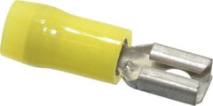 Thomas & Betts - 12 to 10 AWG, Nylon, Fully Insulated, Female Wire Disconnect - 1/4 Inch Wide Tab, Yellow, CSA Certified, RoHS Compliant, UL 94 V-2, UL File E66716, UL Listed - Exact Tool & Supply