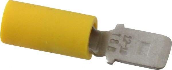 Thomas & Betts - 12 to 10 AWG, Vinyl, Fully Insulated, Male Wire Disconnect - 1/4 Inch Wide Tab, Yellow, CSA Certified, RoHS Compliant, UL 94 V-0, UL File E66716, UL Listed - Exact Tool & Supply