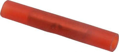 Thomas & Betts - 22 to 18 AWG Compatible, Nylon Fully Insulated, Crimp-On Butt Splice Terminal - 2 Wire Entries, Copper Contacts, Tin Contact Plating, 1.19" OAL, Red - Exact Tool & Supply