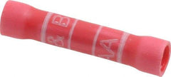 Thomas & Betts - 22 to 18 AWG Compatible, Vinyl Fully Insulated, Crimp-On Butt Splice Terminal - 2 Wire Entries, Copper Contacts, Tin Contact Plating, 1.13" OAL, Red - Exact Tool & Supply