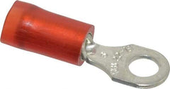 Thomas & Betts - 22-16 AWG Partially Insulated Crimp Connection D Shaped Ring Terminal - #6 Stud, 0.86" OAL x 0.26" Wide, Tin Plated Copper Contact - Exact Tool & Supply