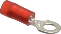 Thomas & Betts - 22-16 AWG Partially Insulated Crimp Connection D Shaped Ring Terminal - #8 Stud, 0.89" OAL x 0.26" Wide, Tin Plated Copper Contact - Exact Tool & Supply
