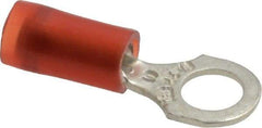 Thomas & Betts - 22-16 AWG Partially Insulated Crimp Connection D Shaped Ring Terminal - #10 Stud, 0.89" OAL x 0.31" Wide, Tin Plated Copper Contact - Exact Tool & Supply