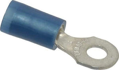 Thomas & Betts - 18-14 AWG Partially Insulated Crimp Connection D Shaped Ring Terminal - #6 Stud, 0.89" OAL x 0.31" Wide, Tin Plated Copper Contact - Exact Tool & Supply