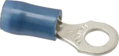 Thomas & Betts - 18-14 AWG Partially Insulated Crimp Connection D Shaped Ring Terminal - #8 Stud, 0.89" OAL x 0.31" Wide, Tin Plated Copper Contact - Exact Tool & Supply