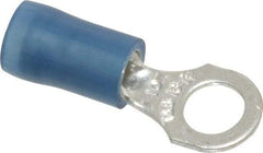 Thomas & Betts - 18-14 AWG Partially Insulated Crimp Connection D Shaped Ring Terminal - #10 Stud, 0.89" OAL x 0.31" Wide, Tin Plated Copper Contact - Exact Tool & Supply