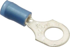 Thomas & Betts - 18-14 AWG Partially Insulated Crimp Connection D Shaped Ring Terminal - 1/4" Stud, 1.08" OAL x 0.47" Wide, Tin Plated Copper Contact - Exact Tool & Supply