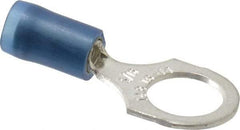 Thomas & Betts - 18-14 AWG Partially Insulated Crimp Connection D Shaped Ring Terminal - 5/16" Stud, 1.08" OAL x 0.47" Wide, Tin Plated Copper Contact - Exact Tool & Supply