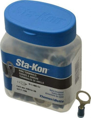 Thomas & Betts - 18-14 AWG Partially Insulated Crimp Connection D Shaped Ring Terminal - 3/8" Stud, 1.17" OAL x 0.53" Wide, Tin Plated Copper Contact - Exact Tool & Supply