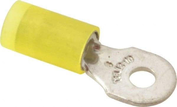 Thomas & Betts - 12-10 AWG Partially Insulated Crimp Connection D Shaped Ring Terminal - #6 Stud, 1" OAL x 0.37" Wide, Tin Plated Copper Contact - Exact Tool & Supply