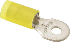 Thomas & Betts - 12-10 AWG Partially Insulated Crimp Connection D Shaped Ring Terminal - #6 Stud, 1" OAL x 0.37" Wide, Tin Plated Copper Contact - Exact Tool & Supply