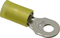Thomas & Betts - 12-10 AWG Partially Insulated Crimp Connection D Shaped Ring Terminal - #8 Stud, 1" OAL x 0.37" Wide, Tin Plated Copper Contact - Exact Tool & Supply