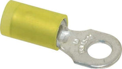 Thomas & Betts - 12-10 AWG Partially Insulated Crimp Connection D Shaped Ring Terminal - #10 Stud, 1" OAL x 0.37" Wide, Tin Plated Copper Contact - Exact Tool & Supply