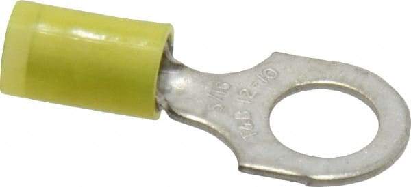 Thomas & Betts - 12-10 AWG Partially Insulated Crimp Connection D Shaped Ring Terminal - 5/16" Stud, 1.21" OAL x 0.53" Wide, Tin Plated Copper Contact - Exact Tool & Supply