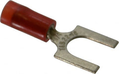 Thomas & Betts - 1/4" Stud, 22 to 16 AWG Compatible, Partially Insulated, Crimp Connection, Standard Fork Terminal - Exact Tool & Supply