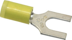 Thomas & Betts - 1/4" Stud, 12 to 10 AWG Compatible, Partially Insulated, Crimp Connection, Standard Fork Terminal - Exact Tool & Supply