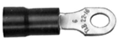 Thomas & Betts - 22-16 AWG Partially Insulated Crimp Connection D Shaped Ring Terminal - 3/8" Stud, 1.24" OAL x 0.54" Wide, Tin Plated Copper Contact - Exact Tool & Supply