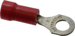 Thomas & Betts - 22-16 AWG Partially Insulated Crimp Connection D Shaped Ring Terminal - #8 Stud, 0.97" OAL x 0.31" Wide, Tin Plated Copper Contact - Exact Tool & Supply