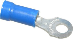 Thomas & Betts - 18-14 AWG Partially Insulated Crimp Connection D Shaped Ring Terminal - #6 Stud, 0.97" OAL x 0.31" Wide, Tin Plated Copper Contact - Exact Tool & Supply