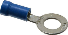 Thomas & Betts - 18-14 AWG Partially Insulated Crimp Connection D Shaped Ring Terminal - 1/4" Stud, 1.14" OAL x 1/2" Wide, Tin Plated Copper Contact - Exact Tool & Supply