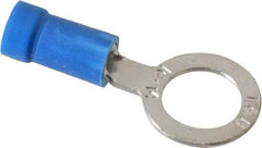 Thomas & Betts - 18-14 AWG Partially Insulated Crimp Connection D Shaped Ring Terminal - 5/16" Stud, 1.15" OAL x 1/2" Wide, Tin Plated Copper Contact - Exact Tool & Supply