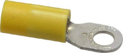 Thomas & Betts - 12-10 AWG Partially Insulated Crimp Connection D Shaped Ring Terminal - #8 Stud, 1.06" OAL x 0.31" Wide, Tin Plated Copper Contact - Exact Tool & Supply