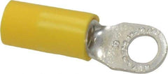 Thomas & Betts - 12-10 AWG Partially Insulated Crimp Connection D Shaped Ring Terminal - #10 Stud, 1.06" OAL x 0.31" Wide, Tin Plated Copper Contact - Exact Tool & Supply
