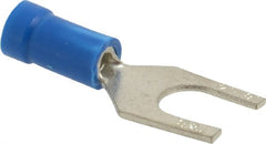 Thomas & Betts - 1/4" Stud, 18 to 14 AWG Compatible, Partially Insulated, Crimp Connection, Standard Fork Terminal - Exact Tool & Supply