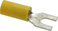 Thomas & Betts - #8 Stud, 12 to 10 AWG Compatible, Partially Insulated, Crimp Connection, Standard Fork Terminal - Exact Tool & Supply