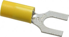 Thomas & Betts - 1/4" Stud, 12 to 10 AWG Compatible, Partially Insulated, Crimp Connection, Standard Fork Terminal - Exact Tool & Supply