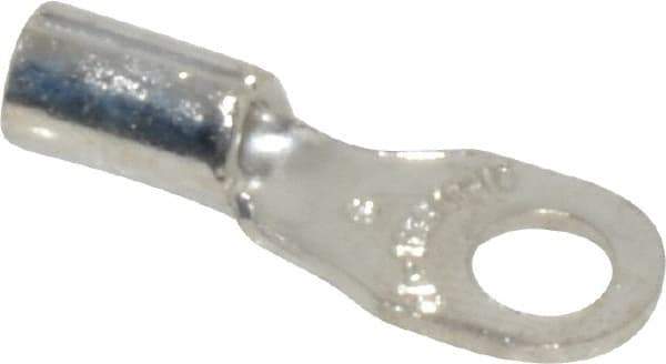 Thomas & Betts - 18-14 AWG Noninsulated Crimp Connection D Shaped Ring Terminal - #6 Stud, 0.72" OAL x 1/4" Wide, Tin Plated Copper Contact - Exact Tool & Supply