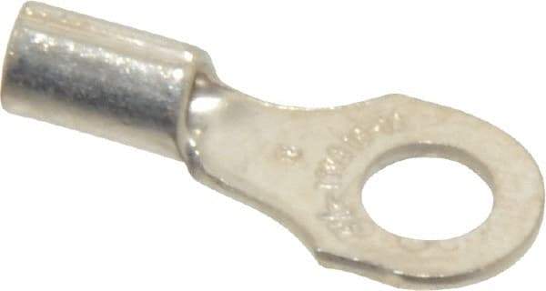 Thomas & Betts - 18-14 AWG Noninsulated Crimp Connection D Shaped Ring Terminal - #8 Stud, 3/4" OAL x 0.31" Wide, Tin Plated Copper Contact - Exact Tool & Supply