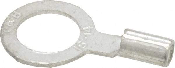 Thomas & Betts - 18-14 AWG Noninsulated Crimp Connection D Shaped Ring Terminal - 5/16" Stud, 0.93" OAL x 1/2" Wide, Tin Plated Copper Contact - Exact Tool & Supply