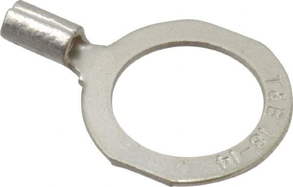 Thomas & Betts - 18-14 AWG Noninsulated Crimp Connection D Shaped Ring Terminal - 1/2" Stud, 1.06" OAL x 0.72" Wide, Tin Plated Copper Contact - Exact Tool & Supply