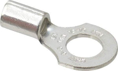 Thomas & Betts - 12-10 AWG Noninsulated Crimp Connection D Shaped Ring Terminal - 1/4" Stud, 0.91" OAL x 1/2" Wide, Tin Plated Copper Contact - Exact Tool & Supply