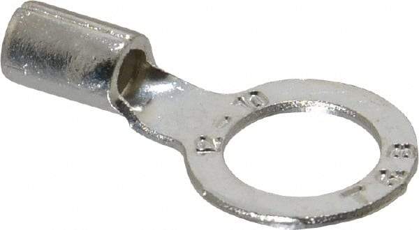Thomas & Betts - 12-10 AWG Noninsulated Crimp Connection D Shaped Ring Terminal - 3/8" Stud, 1.1" OAL x 0.59" Wide, Tin Plated Copper Contact - Exact Tool & Supply