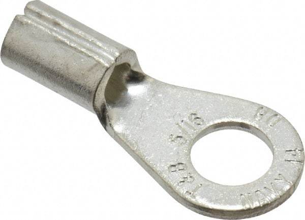 Thomas & Betts - 8 AWG Noninsulated Crimp Connection Circular Ring Terminal - 5/16" Stud, 1.32" OAL x 0.59" Wide, Tin Plated Copper Contact - Exact Tool & Supply