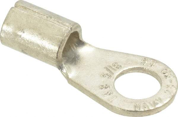 Thomas & Betts - 6 AWG Noninsulated Crimp Connection Circular Ring Terminal - 5/16" Stud, 1.32" OAL x 0.6" Wide, Tin Plated Copper Contact - Exact Tool & Supply