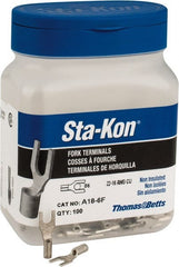 Thomas & Betts - #6 Stud, 22 to 16 AWG Compatible, Noninsulated, Crimp Connection, Standard Fork Terminal - Exact Tool & Supply