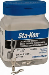Thomas & Betts - #6 Stud, 22 to 16 AWG Compatible, Noninsulated, Crimp Connection, Locking Fork Terminal - Exact Tool & Supply