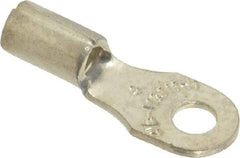 Thomas & Betts - 18-14 AWG Noninsulated Crimp Connection D Shaped Ring Terminal - #4 Stud, 0.72" OAL x 1/4" Wide, Tin Plated Copper Contact - Exact Tool & Supply